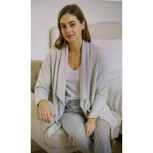 Barefoot Dreams Women's Size L XL Chic Lite Cardigan Sweater gray island wrap
